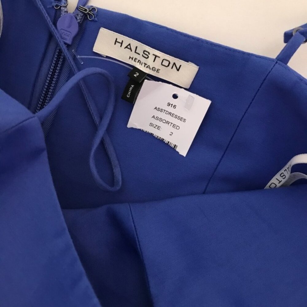 HALSTON HERITAGE FAILLE SLEEVELESS HIGH-LOW DRESS - Picture 2 of 5